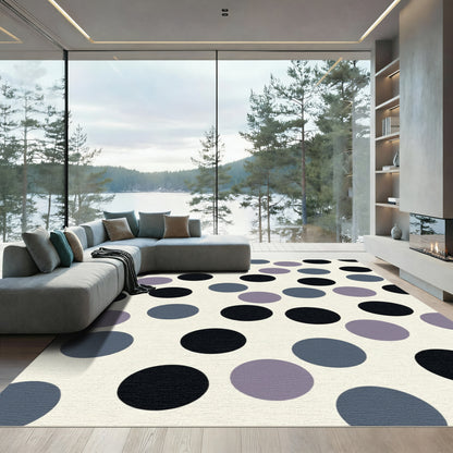 Neutral Dotty Circles Composition Rug
