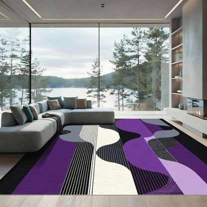 Amethyst Violet Abstract Wave Stripe Rug