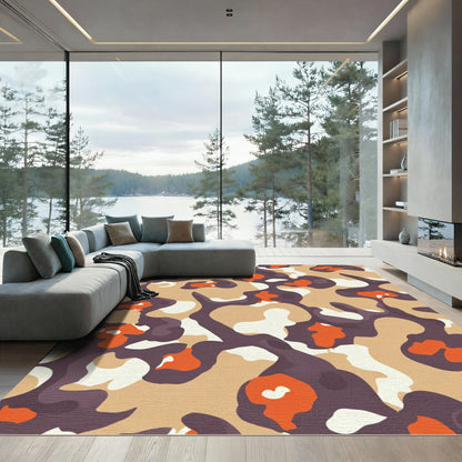 Earthy Red Purple Abstract Shapes Rug
