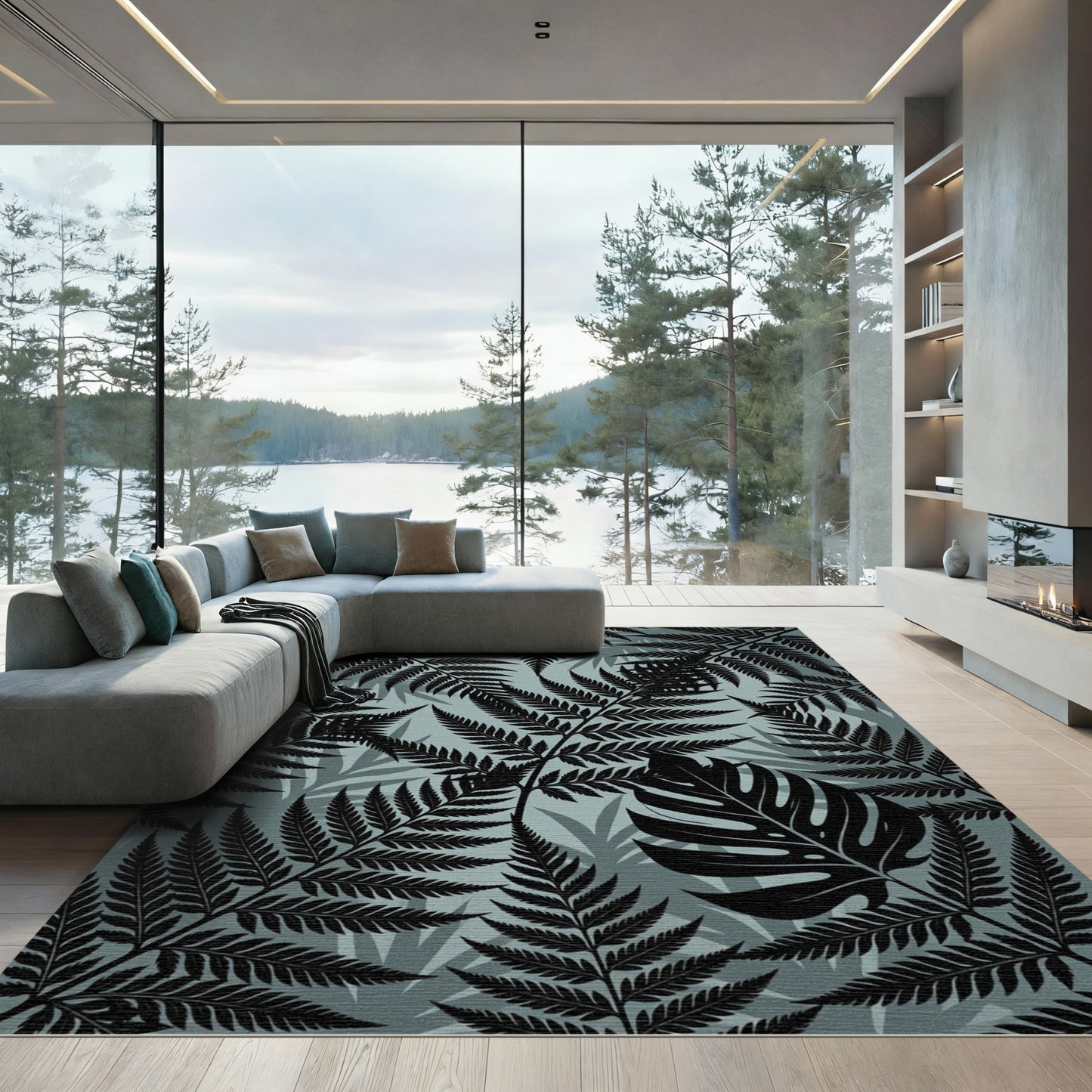 Monstera Fern Forest Silhouette Rug