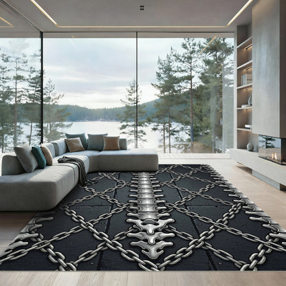 Industrial Metal Chain Vertebrae Skeleton Rug