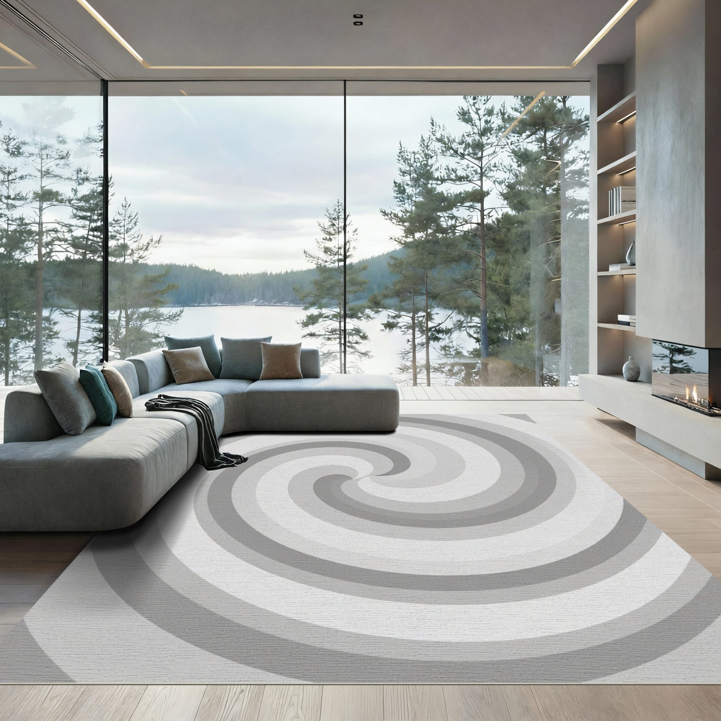 Monochrome Gradient Swirl Harmony Rug