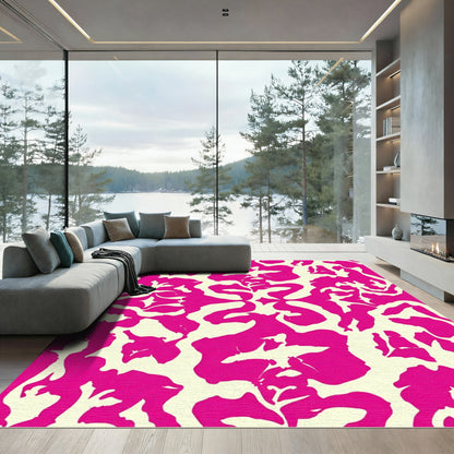 Vibrant Pink Abstract Floral Composition Rug