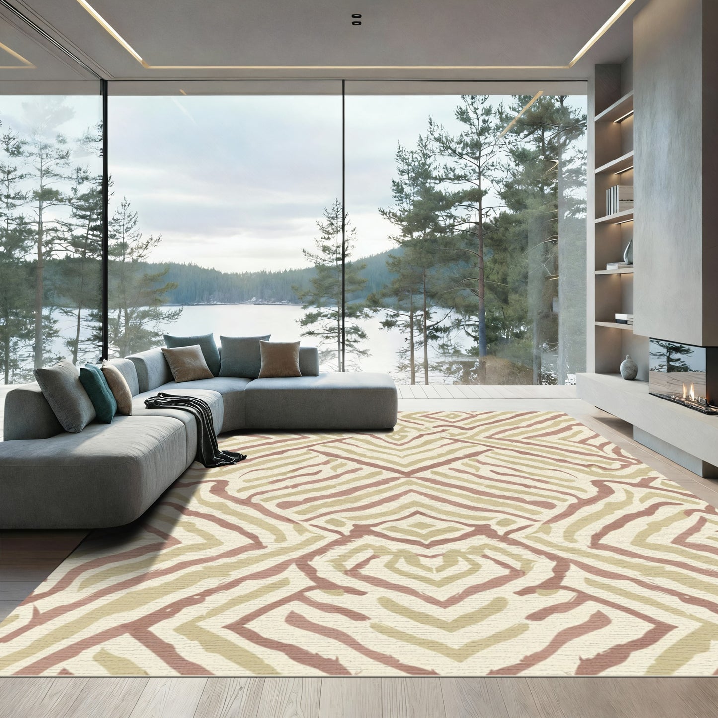 Earth Tones Brushstroke Geometric Rug