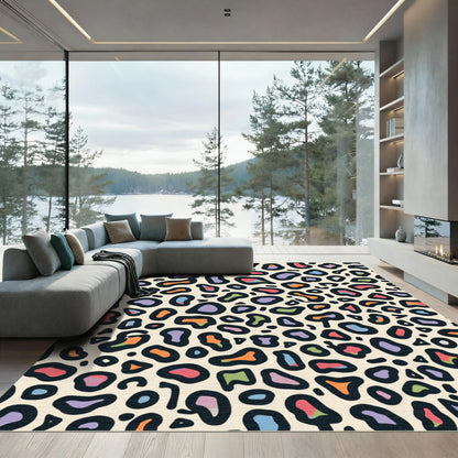 Colorful Leopard Spots Abstract Rug