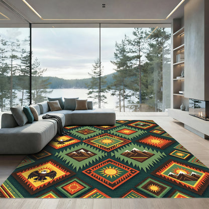 Emerald Eagle Sun Mountain Diamonds Rug