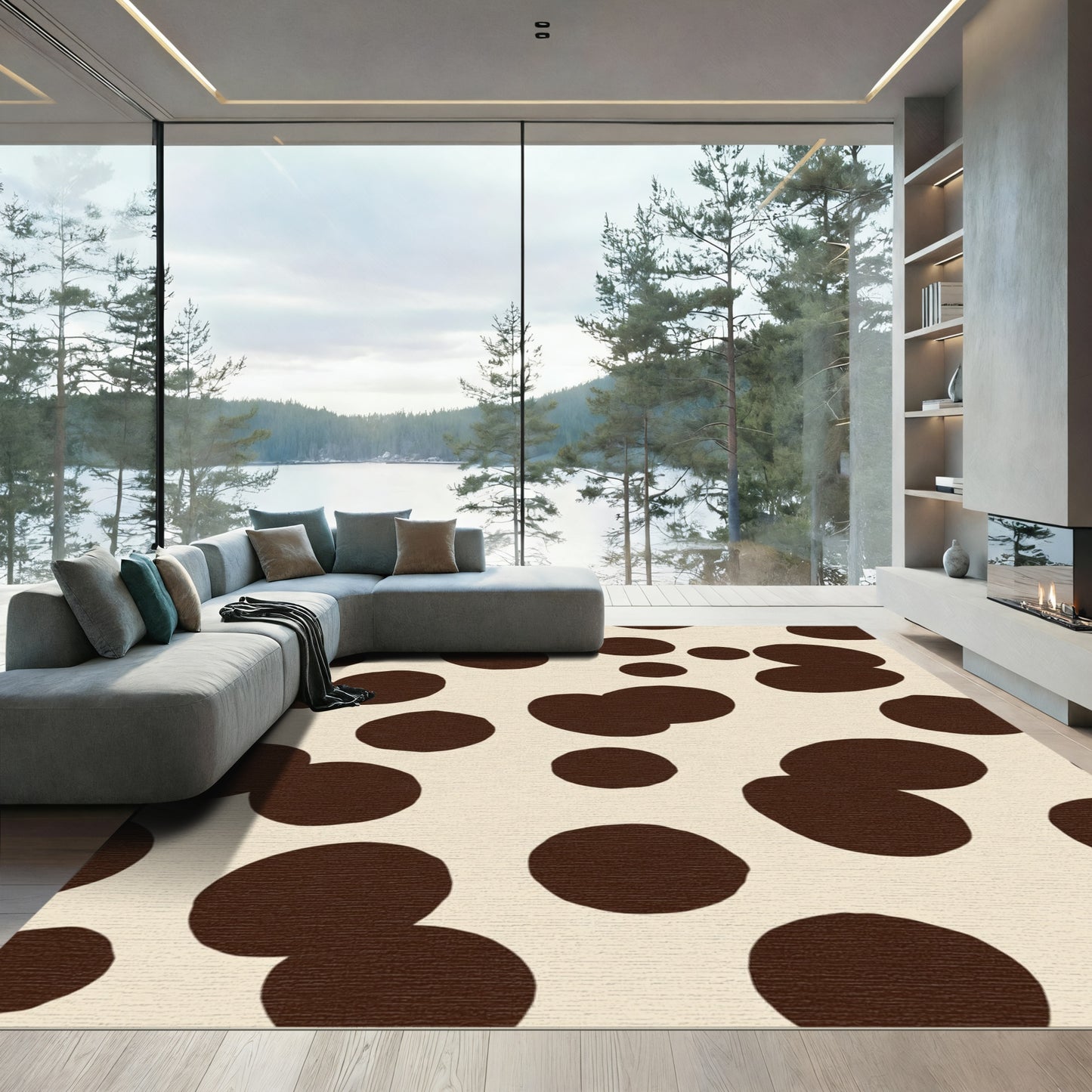 Brown Cream Irregular Spot Rug
