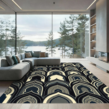 Midnight Archway Geometric Cream Charcoal Rug