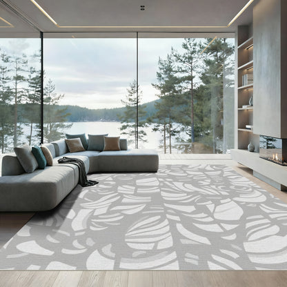 Abstract Gray Curving Lines Rug