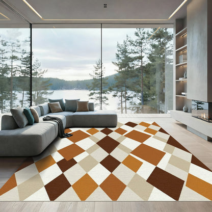Midcentury Earth Tone Argyle Geometric Rug