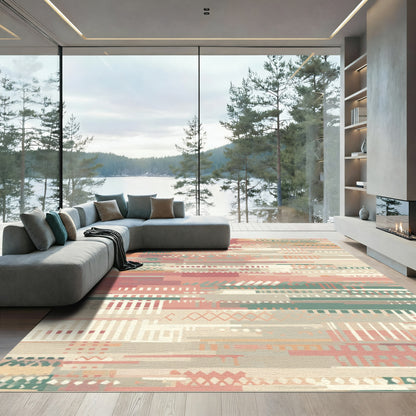 Abstract Collage Striped Pixel Rug