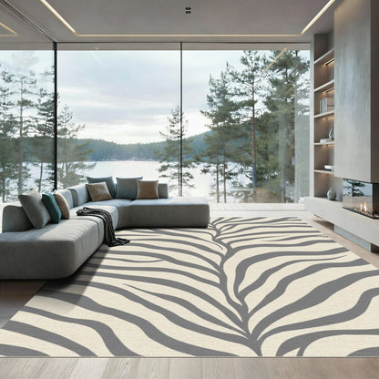Chic Gray Zebra Stripe Rug