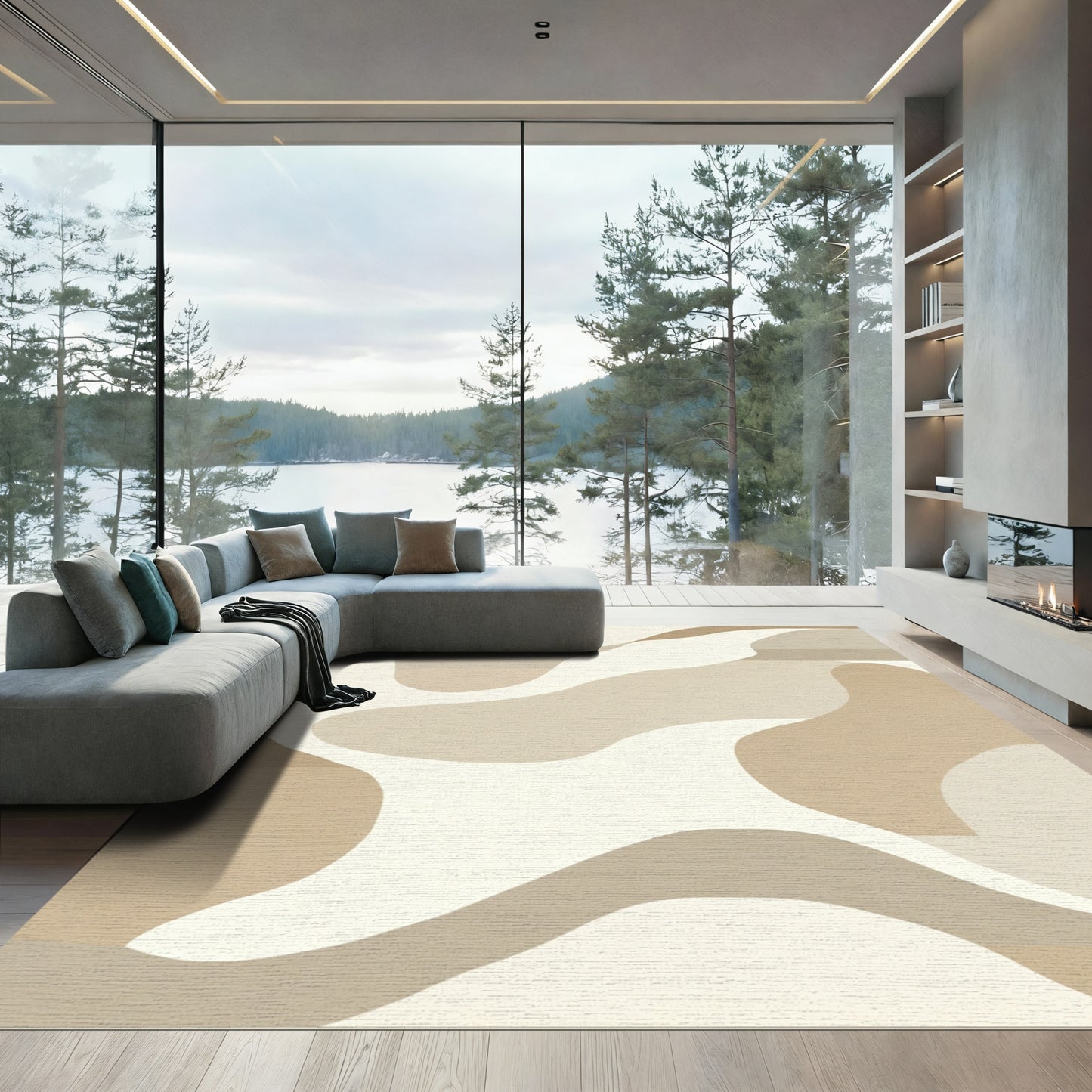 Earthy Tone Abstract Organic Flow Rug