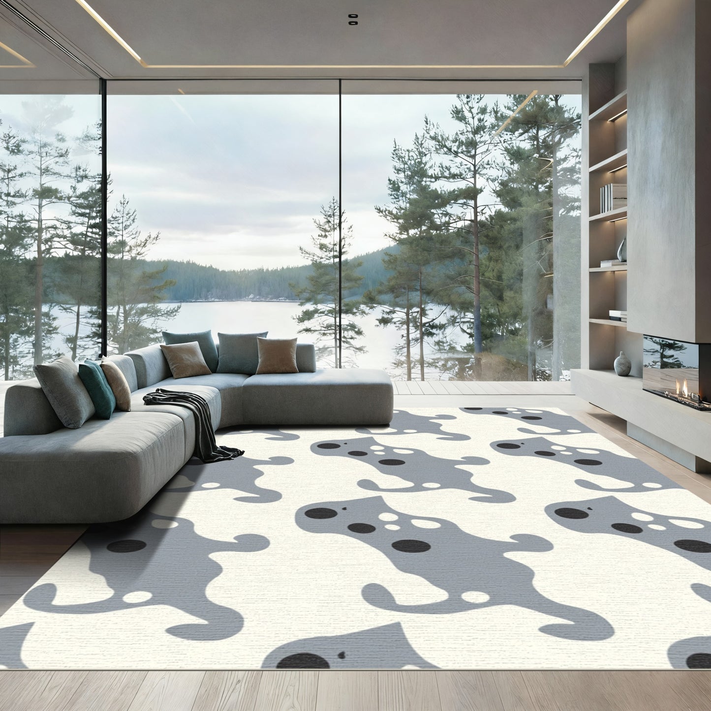 Ochre Grey Organic Dot Repeat Rug