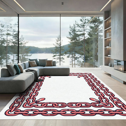 Pink Flamingo Chain Border Rug