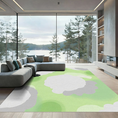 Soft Green Cloud Shapes Rug