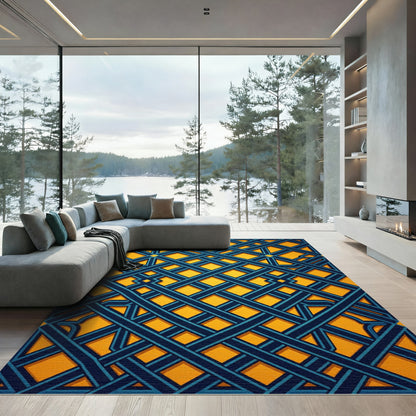 Geometric Cobalt Lattice on Amber Rug