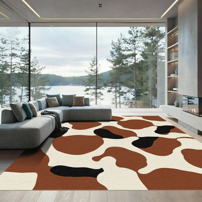 Brown Black Cream Organic Spots Rug