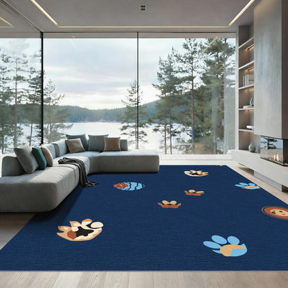 Whimsical Paw Print Medley Navy Rug