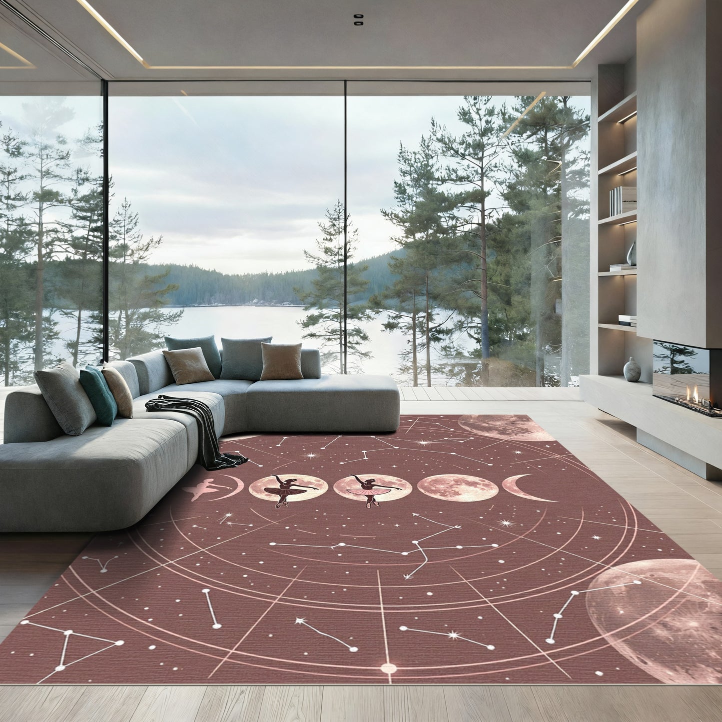 Celestial Ballerina Moon Phase Rug