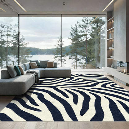 Cream Black Zebra Stripe Rug