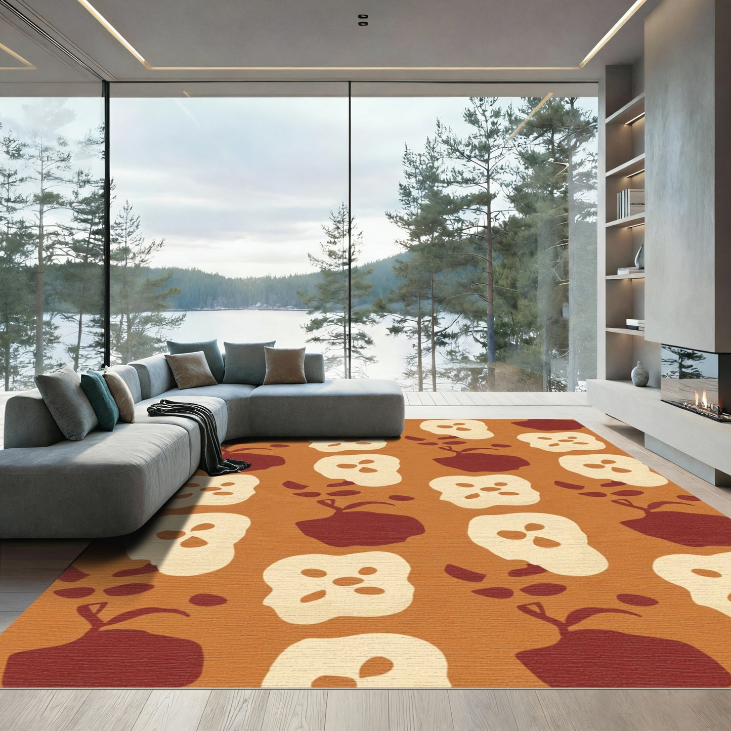 Rustic Apple Slice Organic Art Rug