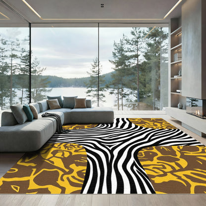 Zebra Stripe Yellow Abstract Wild Rug