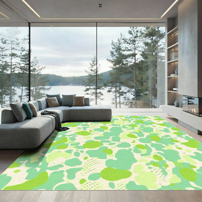 Lime Green Abstract Organic Splatter Rug