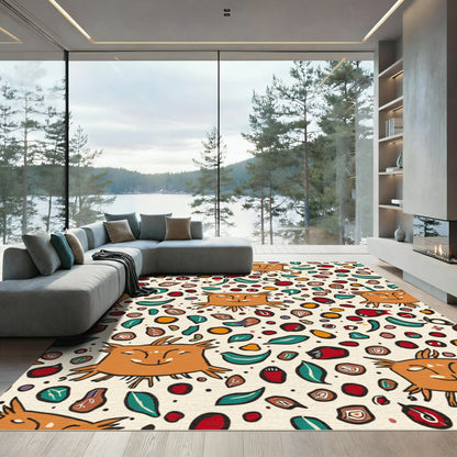 Joyful Orange Creature Scattered Dot Rug