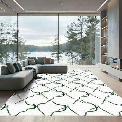 Green Vine Lattice Diamond Rug