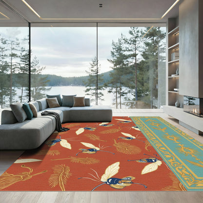 Burnt Sienna Whimsical Insect Fauna Rug