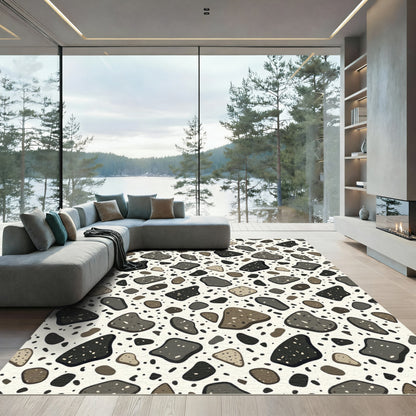 Minimalist Neutral Speckled Stone Rug