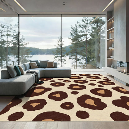 Beige Brown Leopard Spots Rug