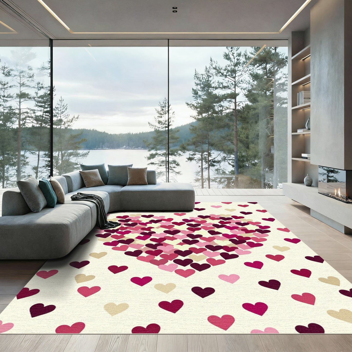 Vibrant Magenta Heart Scatter Rug