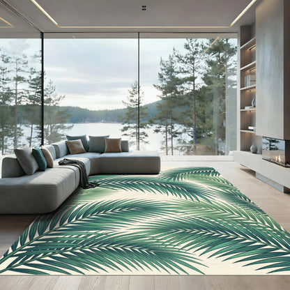 Lush Green Tropical Palm Fronds Rug