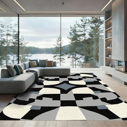 Monochromatic Abstract Geometric Shape Rug