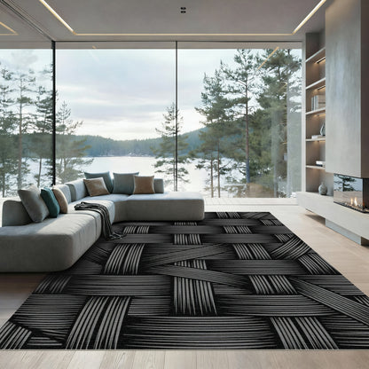 Charcoal Gray Woven Texture Rug