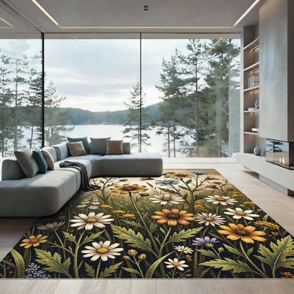 Vibrant Wildflower Meadow Arrangement Rug