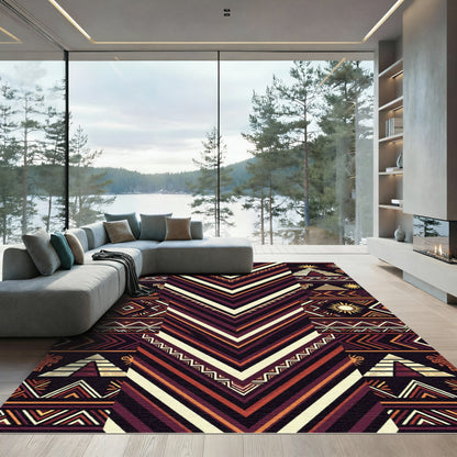 Ancient Aztec Chevron Sun Earthy Area Rug