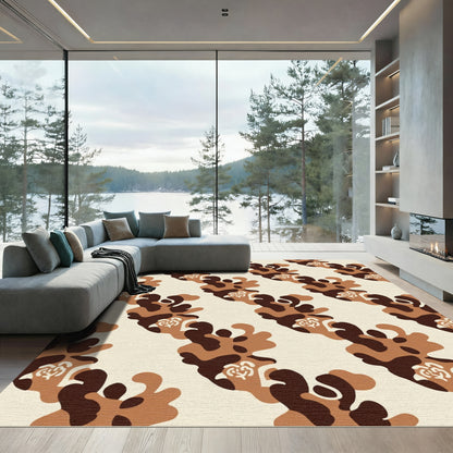 Earthy Brown Camouflage Heart Cluster Rug