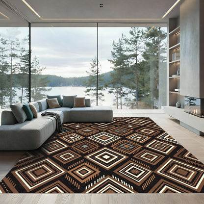 Brown Geometric Diamond Array Rug
