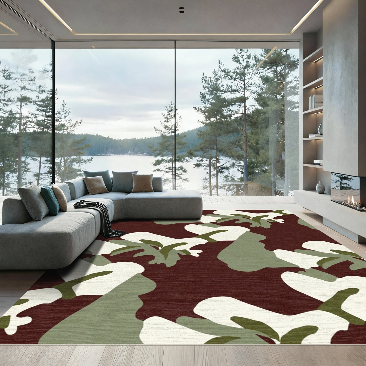 Camouflage Woodland Abstract Shapes Rug