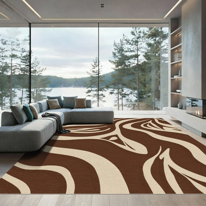 Brown Beige Animal Print Stripes Rug