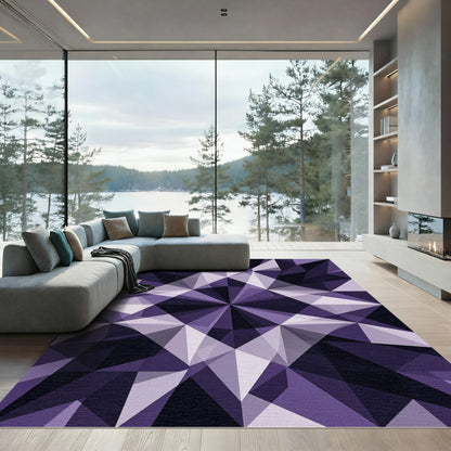Modern Deep Purple Geometric Diamond Rug