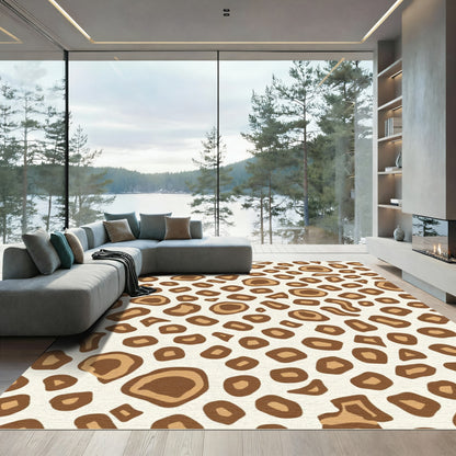 Chic Brown Animal Print Spot Rug