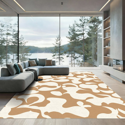 Cream and Tan Organic Flow Rug