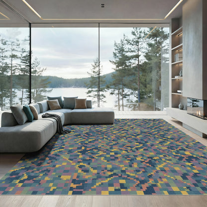 Earthy Tones Pixelated Diamond Rug