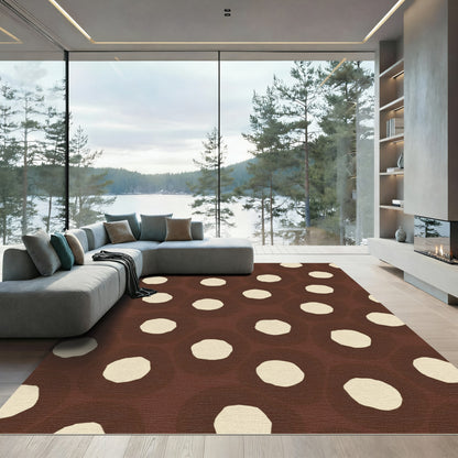 Chocolate Donut Cream Polka Dot Rug