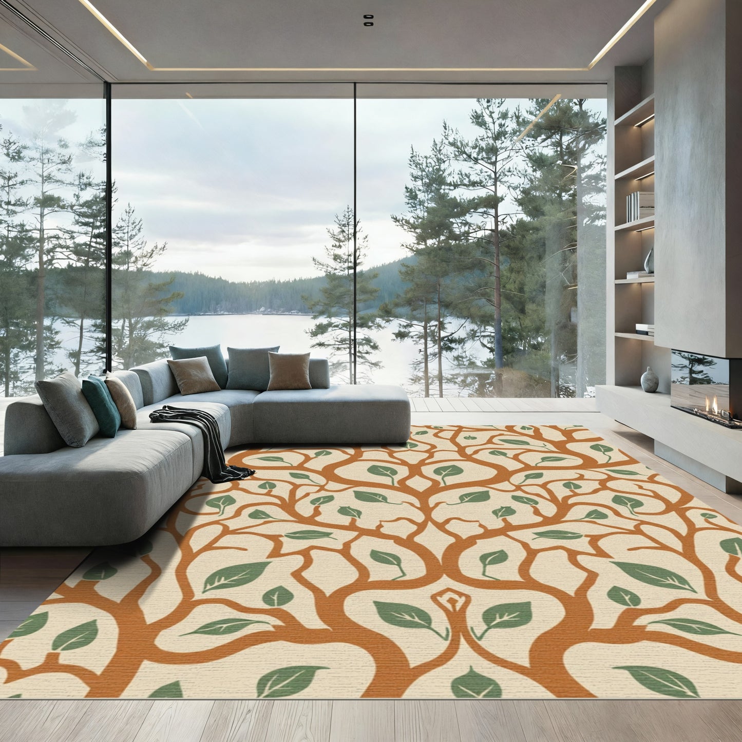 Amber Orange Tree Foliage Rug