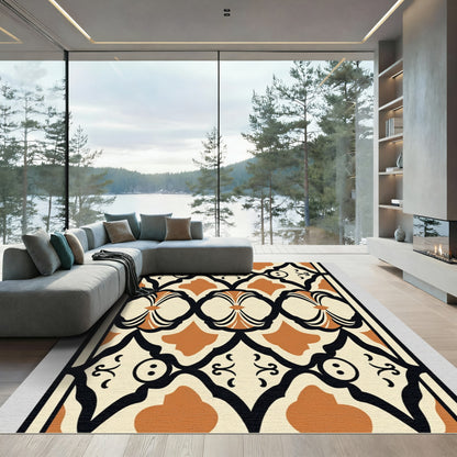 Cream Black Brown Art Deco Arch Rug
